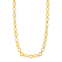 Thumbnail for Shiny and Textured Oval Link Necklace in 14k Yellow Gold Necklaces Angelucci Jewelry   