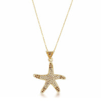 Thumbnail for 18k Gold Plated Golden Ombre Crystal Starfish Pendant Necklaces JGI   