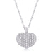 2.65Ct Rhodium Plated Double-Sided Cubic Zirconia Pave Heart Pendant Necklaces JGI   