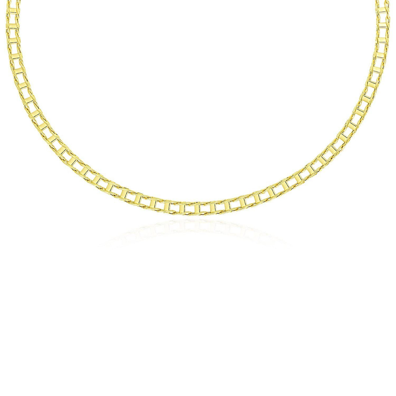 14k Yellow Gold Men's Necklace with Track Design Links Necklaces Angelucci Jewelry   