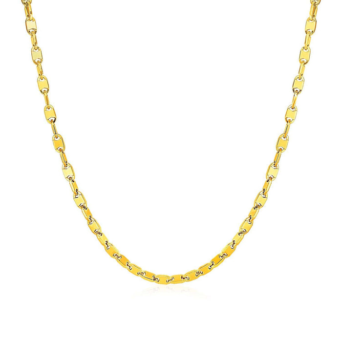 Mens Polished Link Necklace in 14k Yellow Gold Necklaces Angelucci Jewelry   