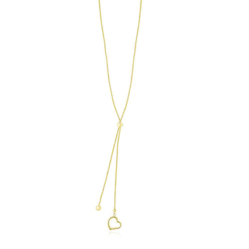 14k Yellow Gold Cut-out Heart Adjustable Lariat Style Necklace Necklaces Angelucci Jewelry   
