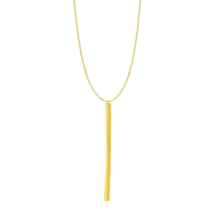 Necklace with Long Bar Pendant in 14k Yellow Gold Necklaces Angelucci Jewelry   
