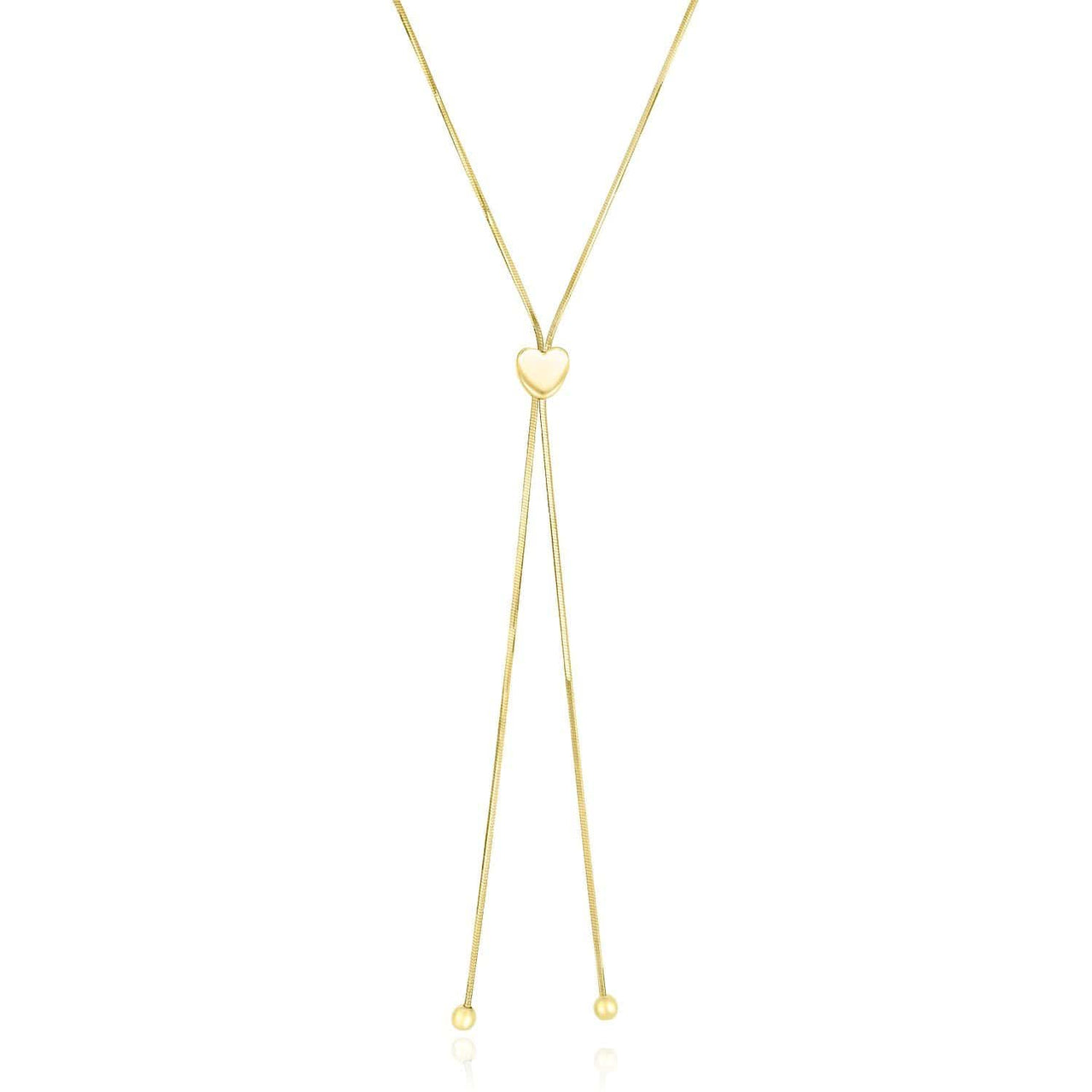14k Yellow Gold Adjustable Heart Style Lariat Necklace Necklaces Angelucci Jewelry   