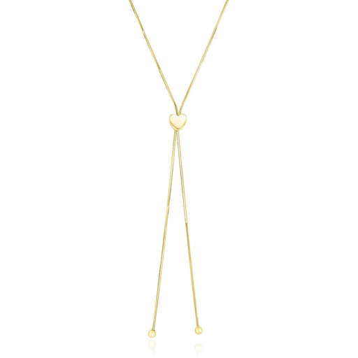 14k Yellow Gold Adjustable Heart Style Lariat Necklace Necklaces Angelucci Jewelry   