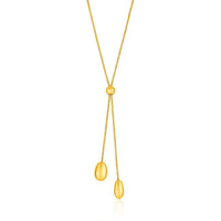 Thumbnail for 14k Yellow Gold Textured Lariat Necklace with Rounded Beads Necklaces Angelucci Jewelry   