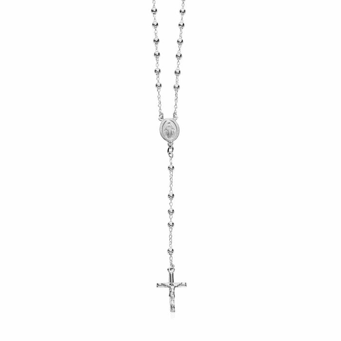 Polished Rosary Chain and Bead Necklace in Sterling Silver Necklaces Angelucci Jewelry   