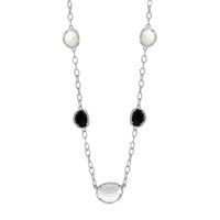 Thumbnail for Sterling Silver Diamond Accented Moonstone and Black Onyx Necklace Necklaces Angelucci Jewelry   