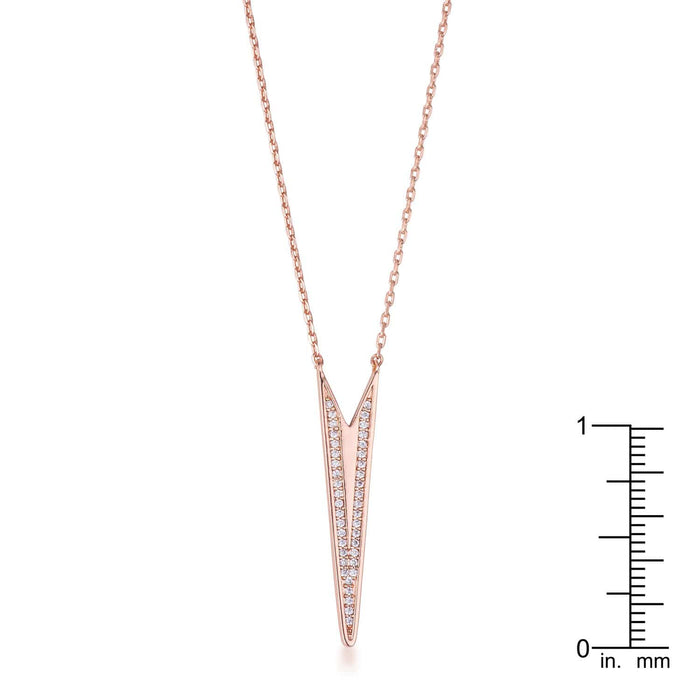 .2Ct Rose Gold Plated CZ Embedded Elongated Arrow Necklace Necklaces JGI   