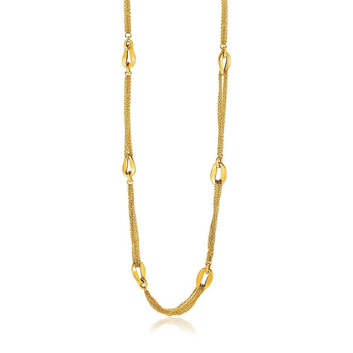 14k Yellow Gold Curved Oval Link and Multi-Strand Cable Chain Necklace Necklaces Angelucci Jewelry   