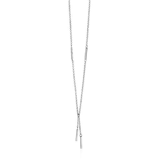 Lariat Necklace with Polished Bars in Sterling Silver Necklaces Angelucci Jewelry   
