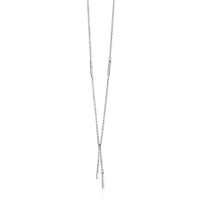 Lariat Necklace with Polished Bars in Sterling Silver Necklaces Angelucci Jewelry   