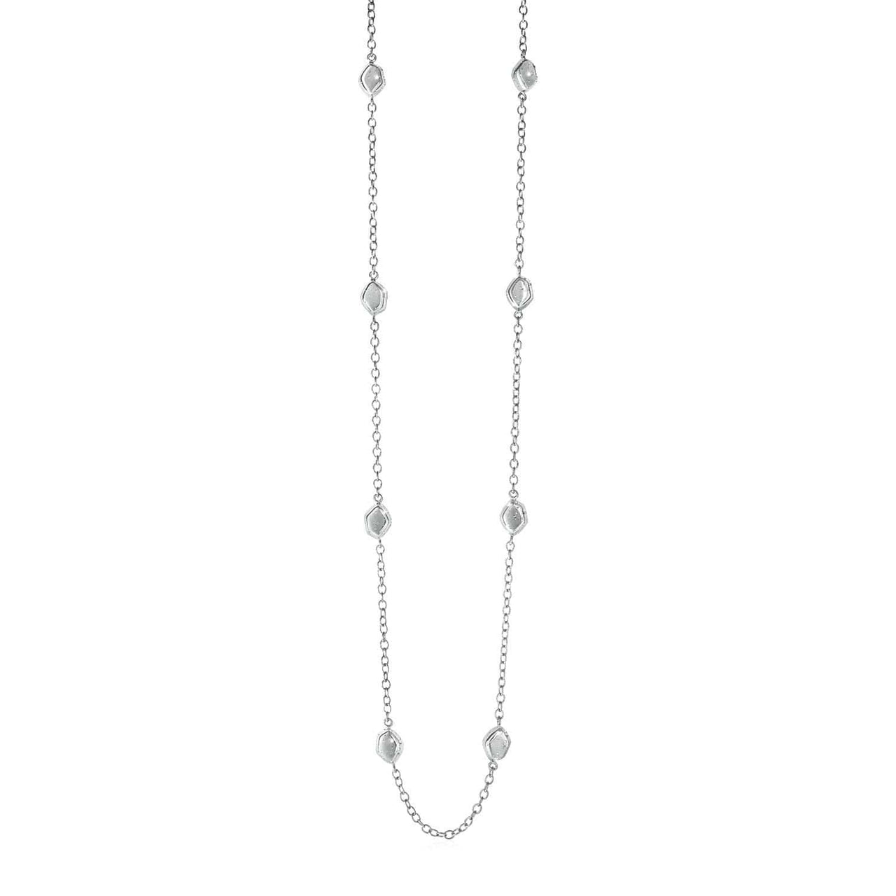 Station Necklace with Textured Beads in Sterling Silver Necklaces Angelucci Jewelry   