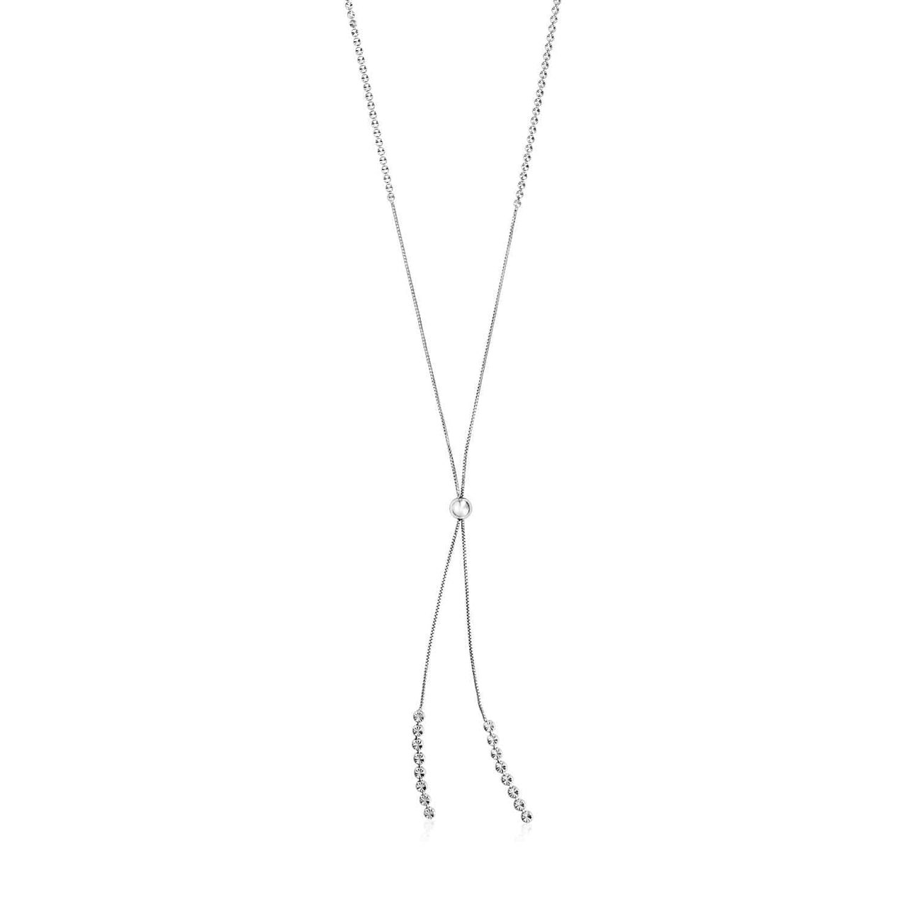 Adjustable Necklace with Textured Beads in Sterling Silver Necklaces Angelucci Jewelry   