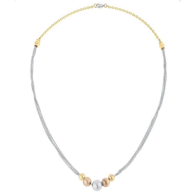 Bella Tri-Tone Stainless Steel Layered Ball Statement Necklace Necklaces JGI   