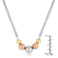 Thumbnail for Bella Tri-Tone Stainless Steel Layered Ball Statement Necklace Necklaces JGI   