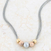 Thumbnail for Bella Tri-Tone Stainless Steel Layered Ball Statement Necklace Necklaces JGI   