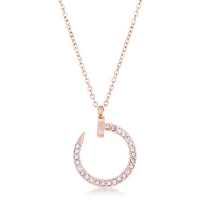 Cathy 0.2ct CZ Rose Gold Stainless Steel Drop Nail Necklace Necklaces JGI   