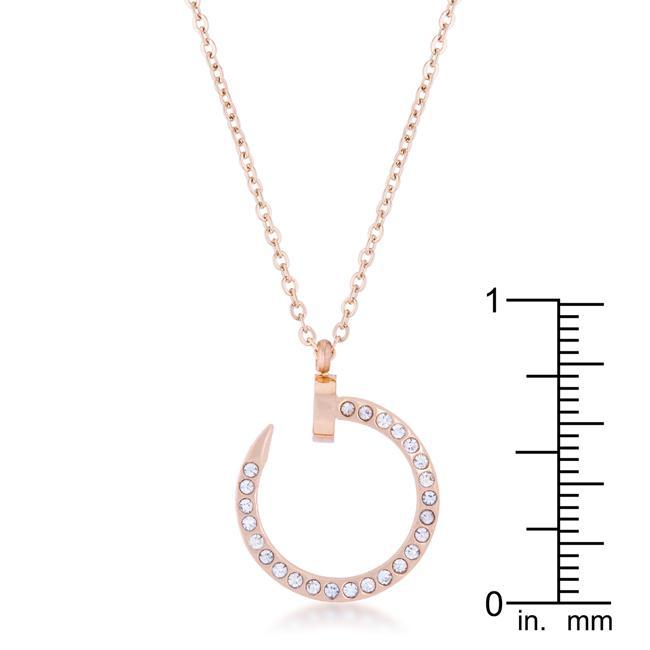 Cathy 0.2ct CZ Rose Gold Stainless Steel Drop Nail Necklace Necklaces JGI   