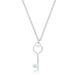 Kina 0.015ct CZ Rhodium Stainless Steel Key Drop Necklace Necklaces JGI   