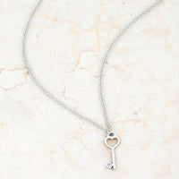 Thumbnail for Kina 0.015ct CZ Rhodium Stainless Steel Key Drop Necklace Necklaces JGI   