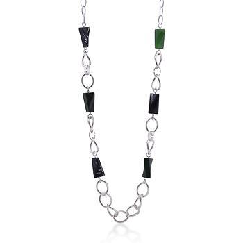 Silver Chain and Black Bead Necklace Necklaces JGI   
