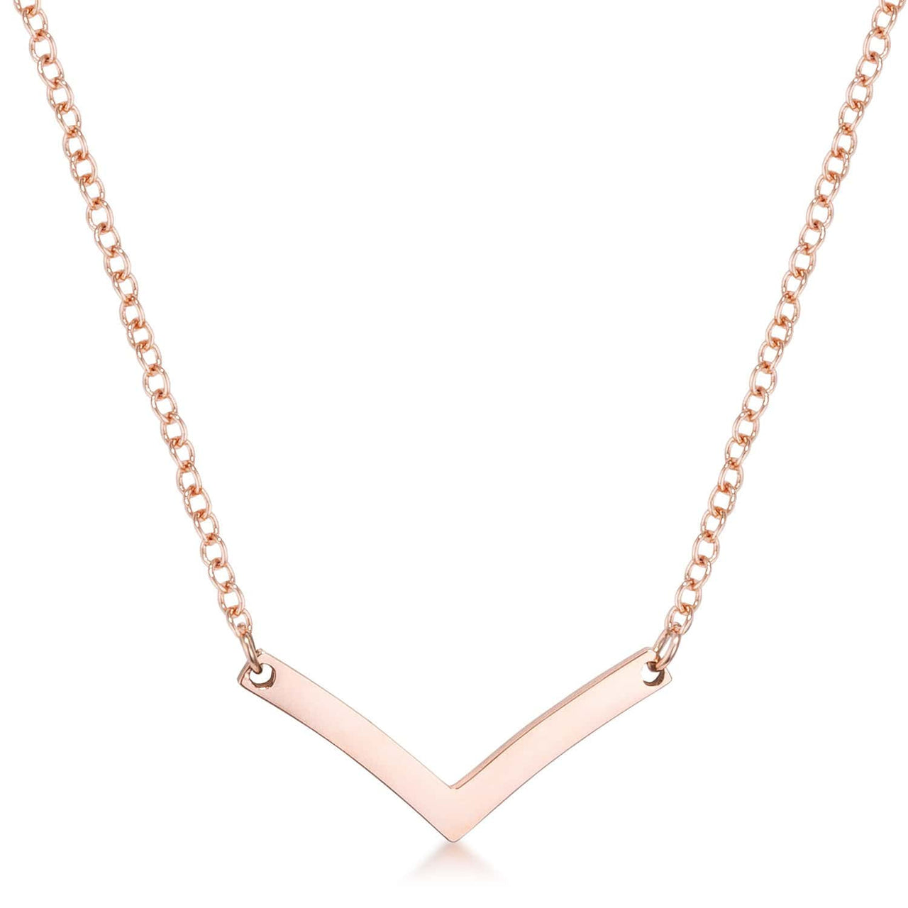Stainless Steel Rose Goldtone Chevron Necklace Necklaces JGI   