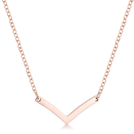 Stainless Steel Rose Goldtone Chevron Necklace Necklaces JGI   