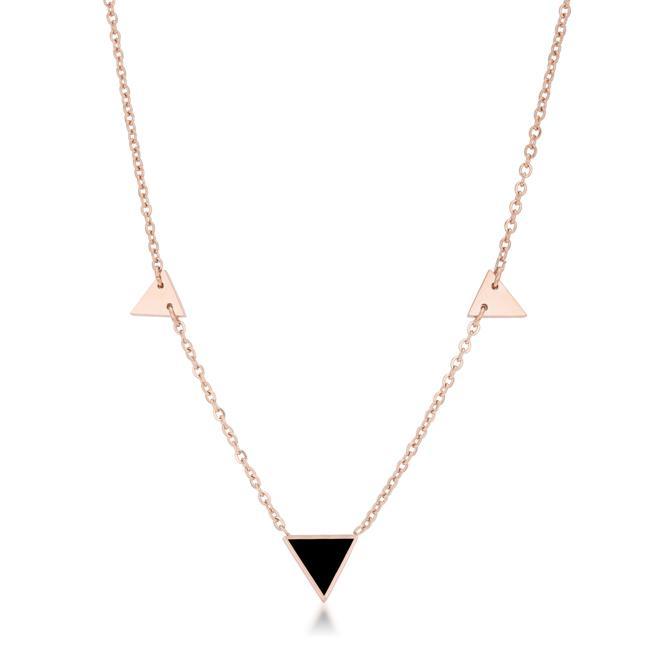 Trin Rose Gold Stainless Steel Delicate Stationary Triangle Necklace Necklaces JGI   