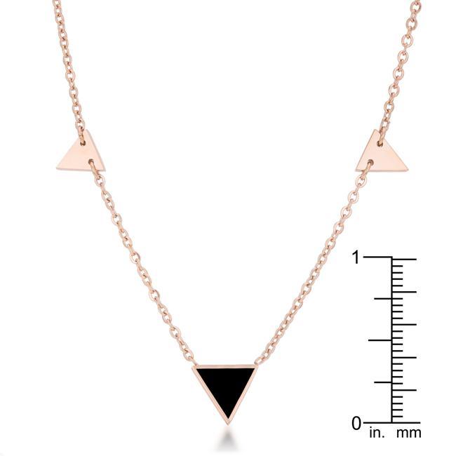 Trin Rose Gold Stainless Steel Delicate Stationary Triangle Necklace Necklaces JGI   