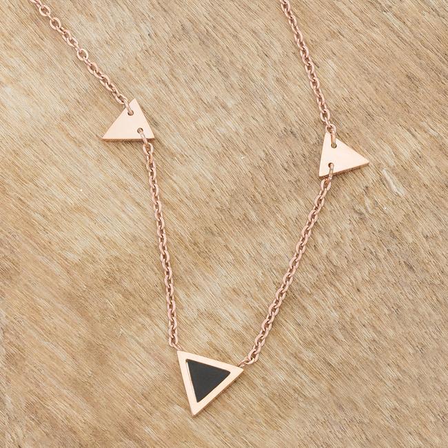 Trin Rose Gold Stainless Steel Delicate Stationary Triangle Necklace Necklaces JGI   