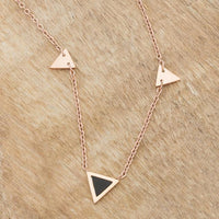 Thumbnail for Trin Rose Gold Stainless Steel Delicate Stationary Triangle Necklace Necklaces JGI   