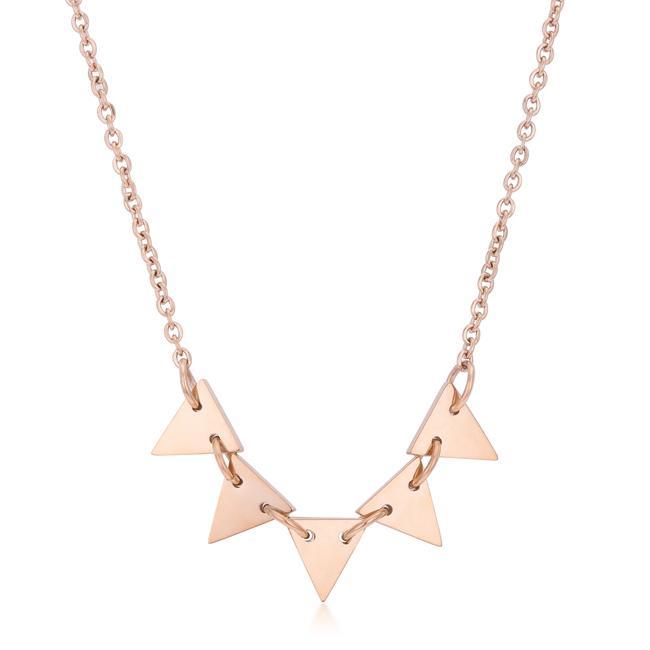 Trisa Rose Gold Stainless Steel Delicate Triangle Set Necklace Necklaces JGI   