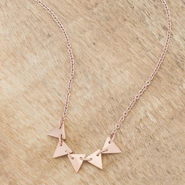Trisa Rose Gold Stainless Steel Delicate Triangle Set Necklace Necklaces JGI   