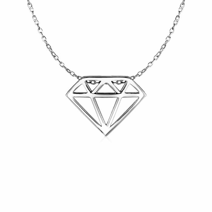 Diamond Symbol Pendant in 14k White Gold Pendants Angelucci Jewelry   