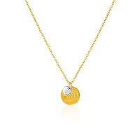 Thumbnail for 14k Two-Toned Yellow and White Gold inchesMom inches and Heart Pendant Pendants Angelucci Jewelry   