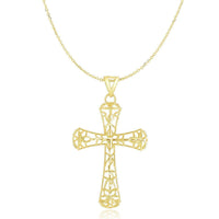 Thumbnail for 14k Yellow Gold Cross Pendant with Filigree Design Pendants Angelucci Jewelry   