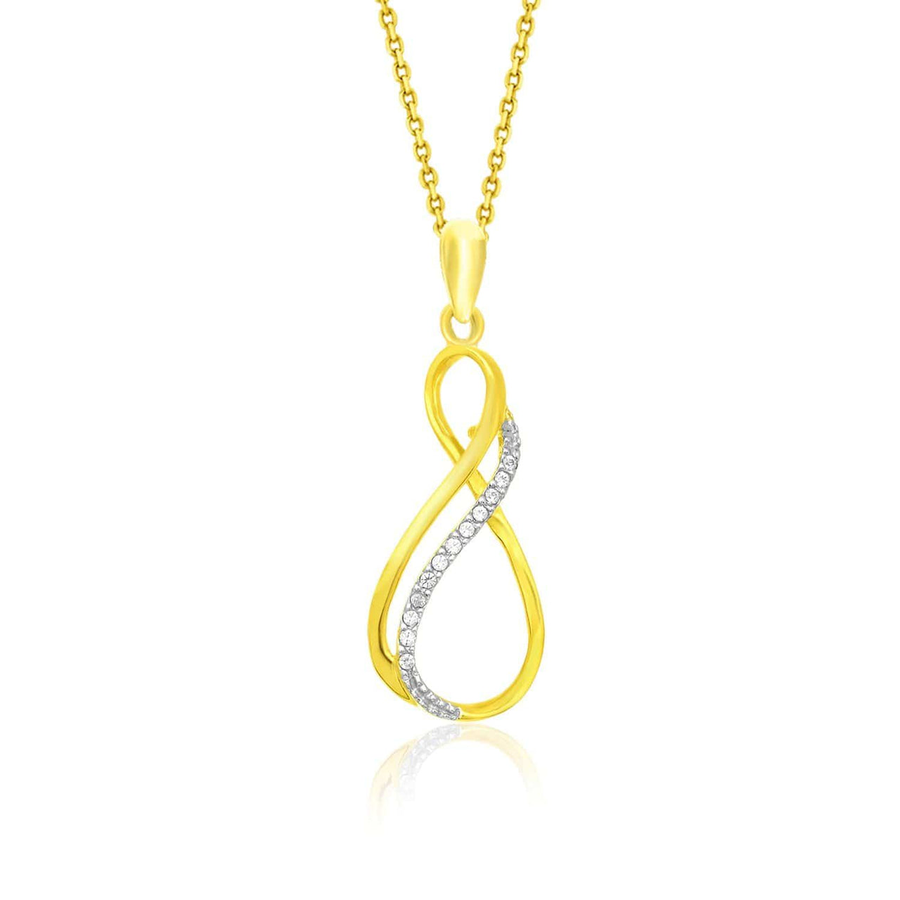 14k Yellow Gold Diamond Embellished Thin Infinity Pendant Pendants Angelucci Jewelry   