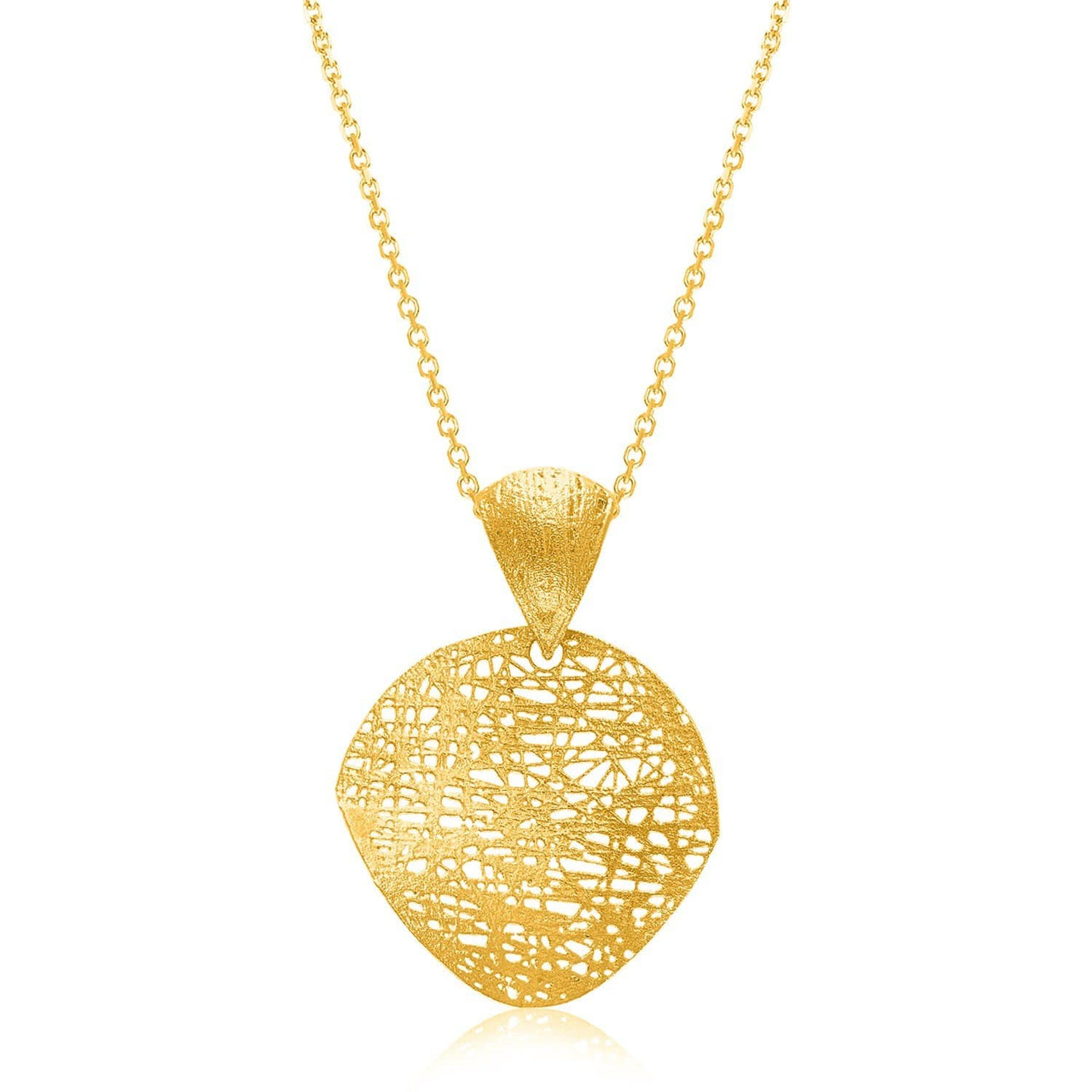 14k Yellow Gold Lace Design Leaf Shape Pendant Pendants Angelucci Jewelry   