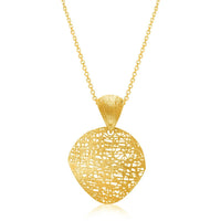 Thumbnail for 14k Yellow Gold Lace Design Leaf Shape Pendant Pendants Angelucci Jewelry   
