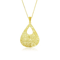 Thumbnail for 14k Yellow Gold Mesh Cutout Teardrop Pendant Pendants Angelucci Jewelry   