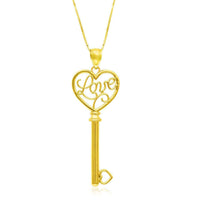 Thumbnail for 14k Yellow Gold Skeleton Key Style LOVE Pendant Pendants Angelucci Jewelry   