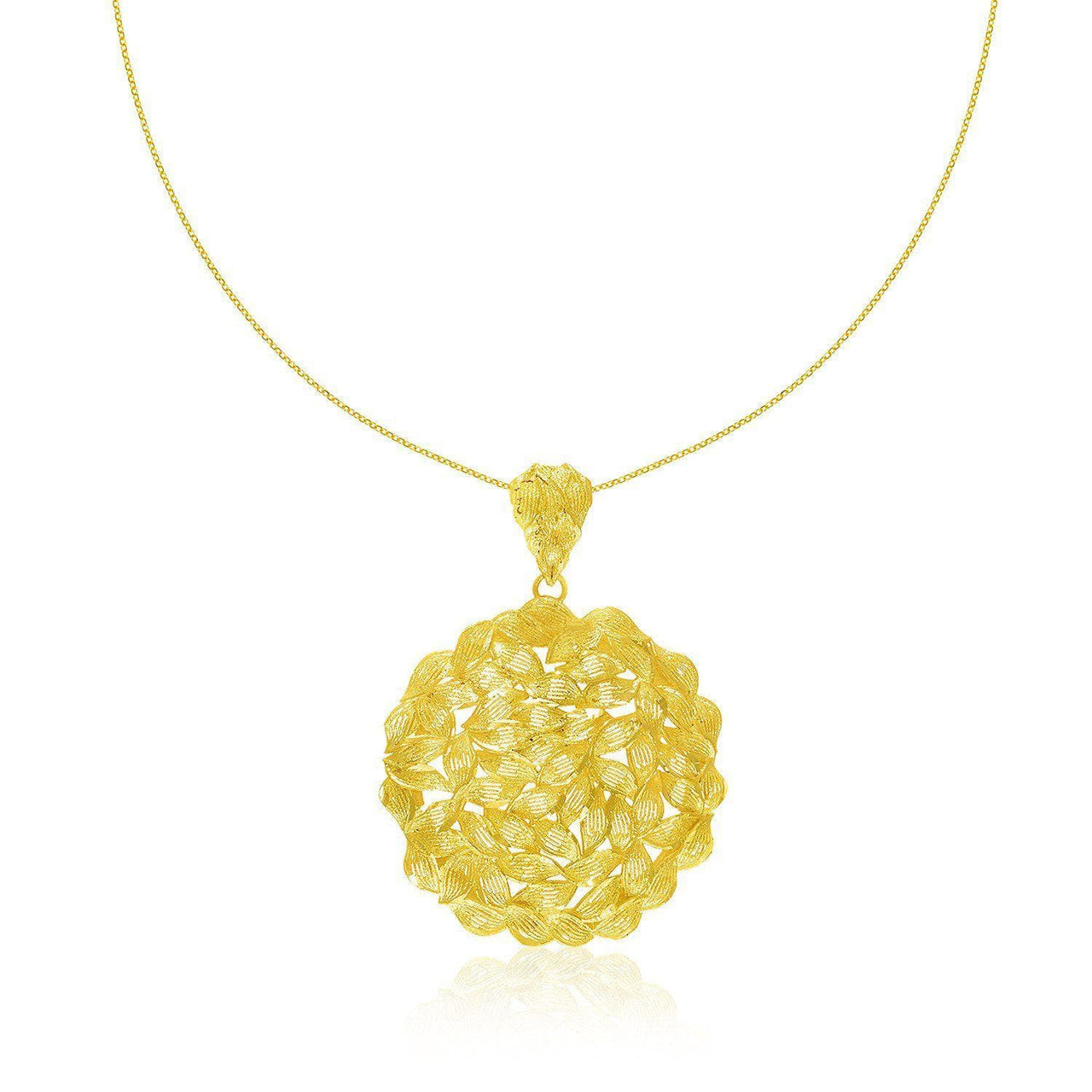 14k Yellow Gold Twisted Link Inspired Round Pendant Pendants Angelucci Jewelry   