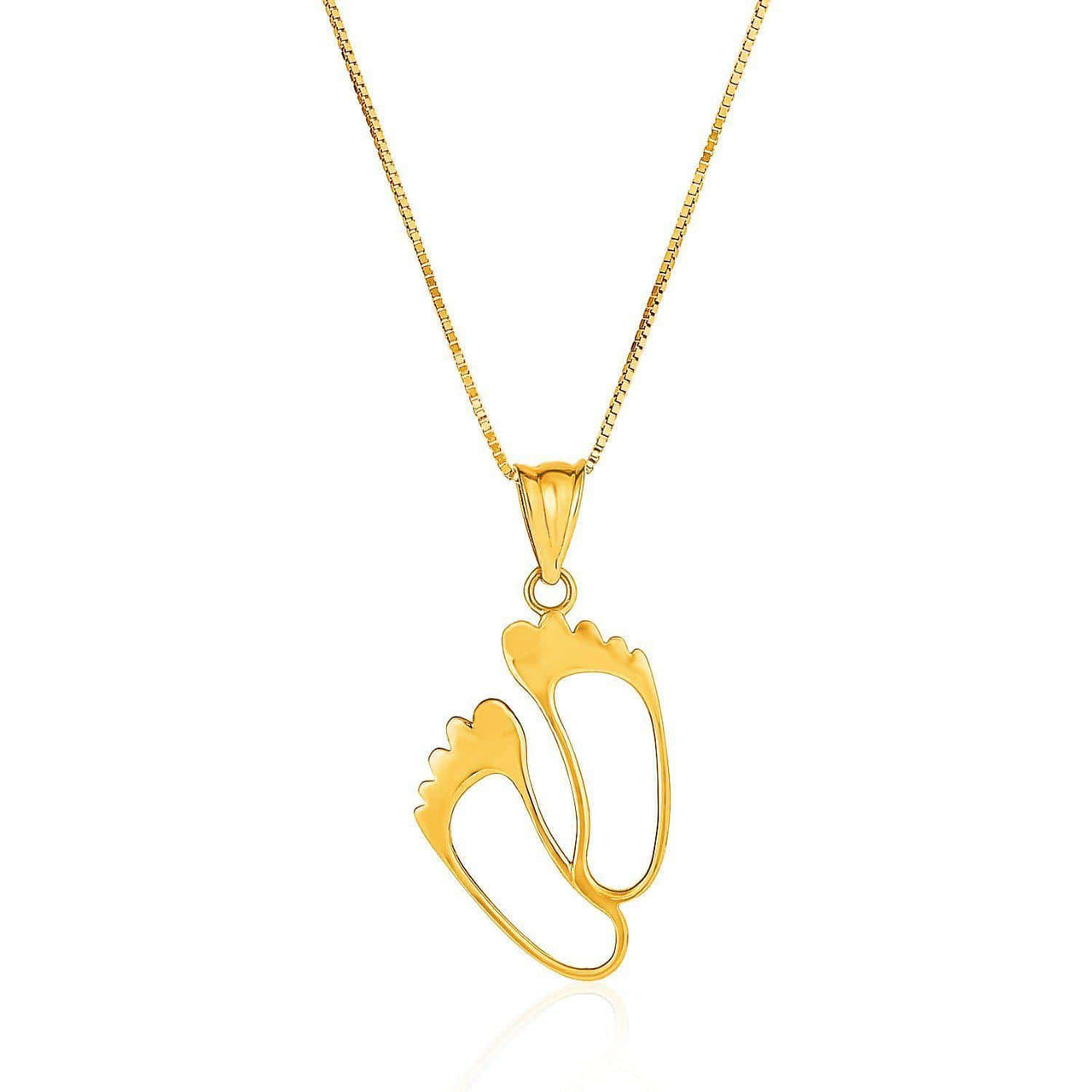 14k Yellow Gold with Footprints Pendant Pendants Angelucci Jewelry   
