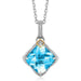 18k Yellow Gold and Sterling Silver Blue Topaz and Diamond Accented Pendant Pendants Angelucci Jewelry   