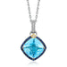 18k Yellow Gold and Sterling Silver Cushion Multi Gemstone and Diamond Pendant Pendants Angelucci Jewelry   