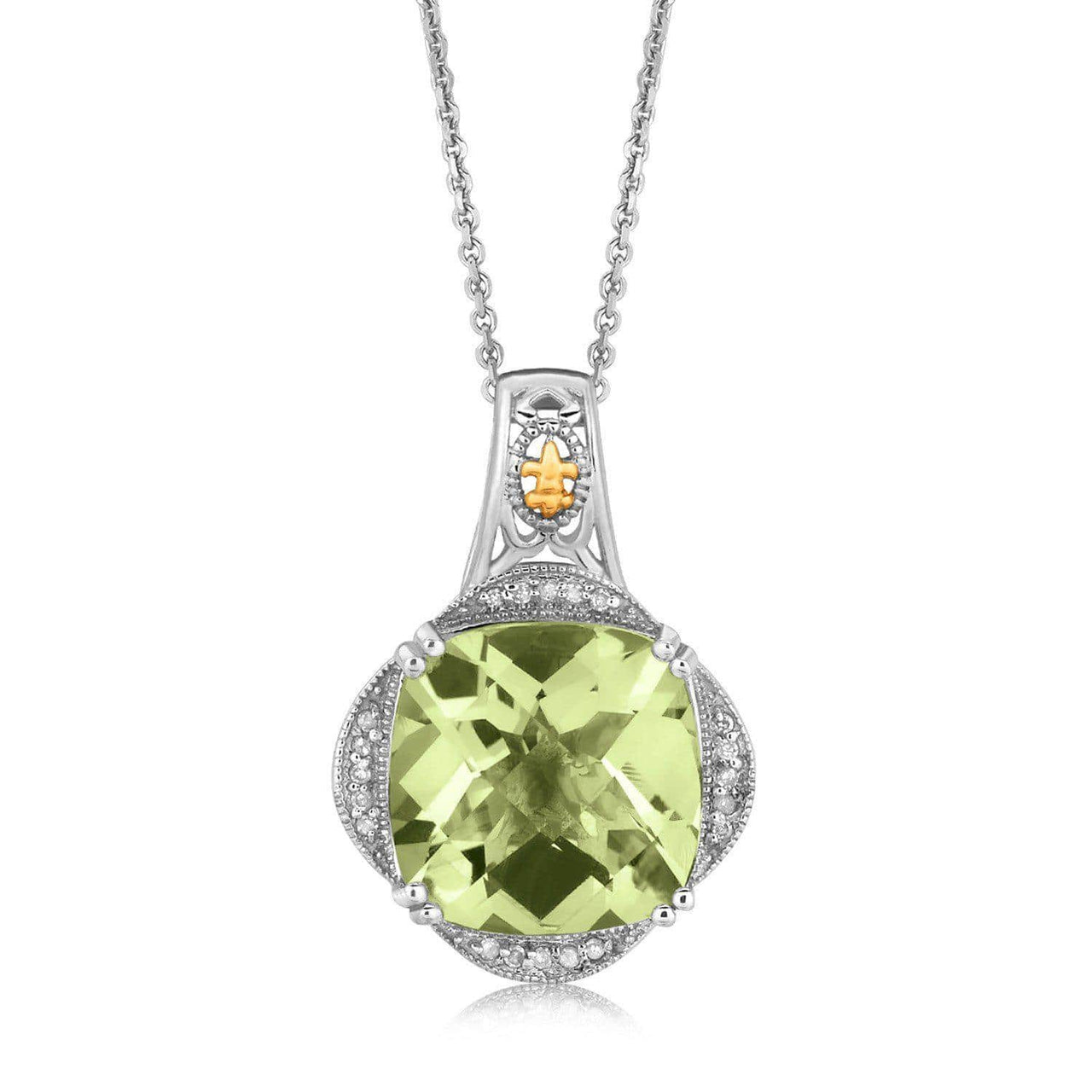 18k Yellow Gold and Sterling Silver Fleur De Lis Motif Pendant Pendants Angelucci Jewelry   