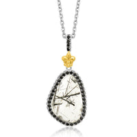 Thumbnail for 18k Yellow Gold & Sterling Silver Style Rutilated Quartz Pendant Pendants Angelucci Jewelry   