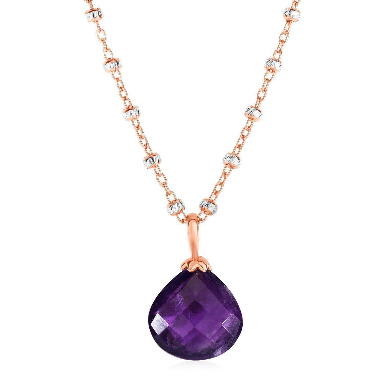 Amethyst Pendant with Rose Finish in Sterling Silver Pendants Angelucci Jewelry   