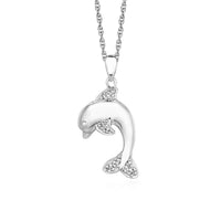 Thumbnail for Dolphin Pendant with Diamonds in Sterling Silver Pendants Angelucci Jewelry   